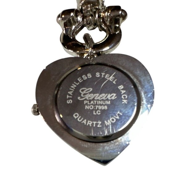Geneva Platinum Bling Heart Charm Bracelet Watch Adjustable Silver New Battery - Picture 5 of 5